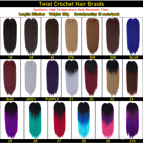 Jumbo Senegalese Twist Braid Hair Extension Havana Crochet Hair Mambo Faux Locs Twist Braiding Crochet Braids Hair Extensions